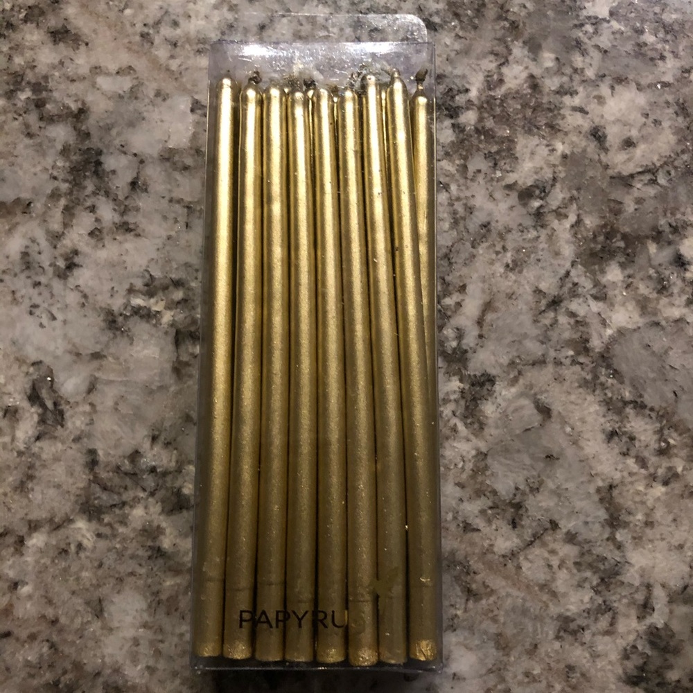 Tall gold metallic candles 5 inch